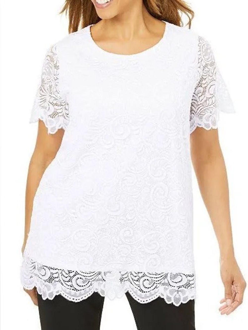 Jessica London: 14/16, White Lace Short-Sleeve Women's Top